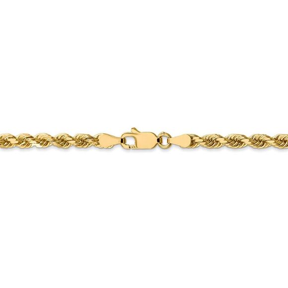 3.5mm 14k Yellow Gold Solid Diamond Cut Rope Chain Bracelet, 8 inch - Picture 3 of 6